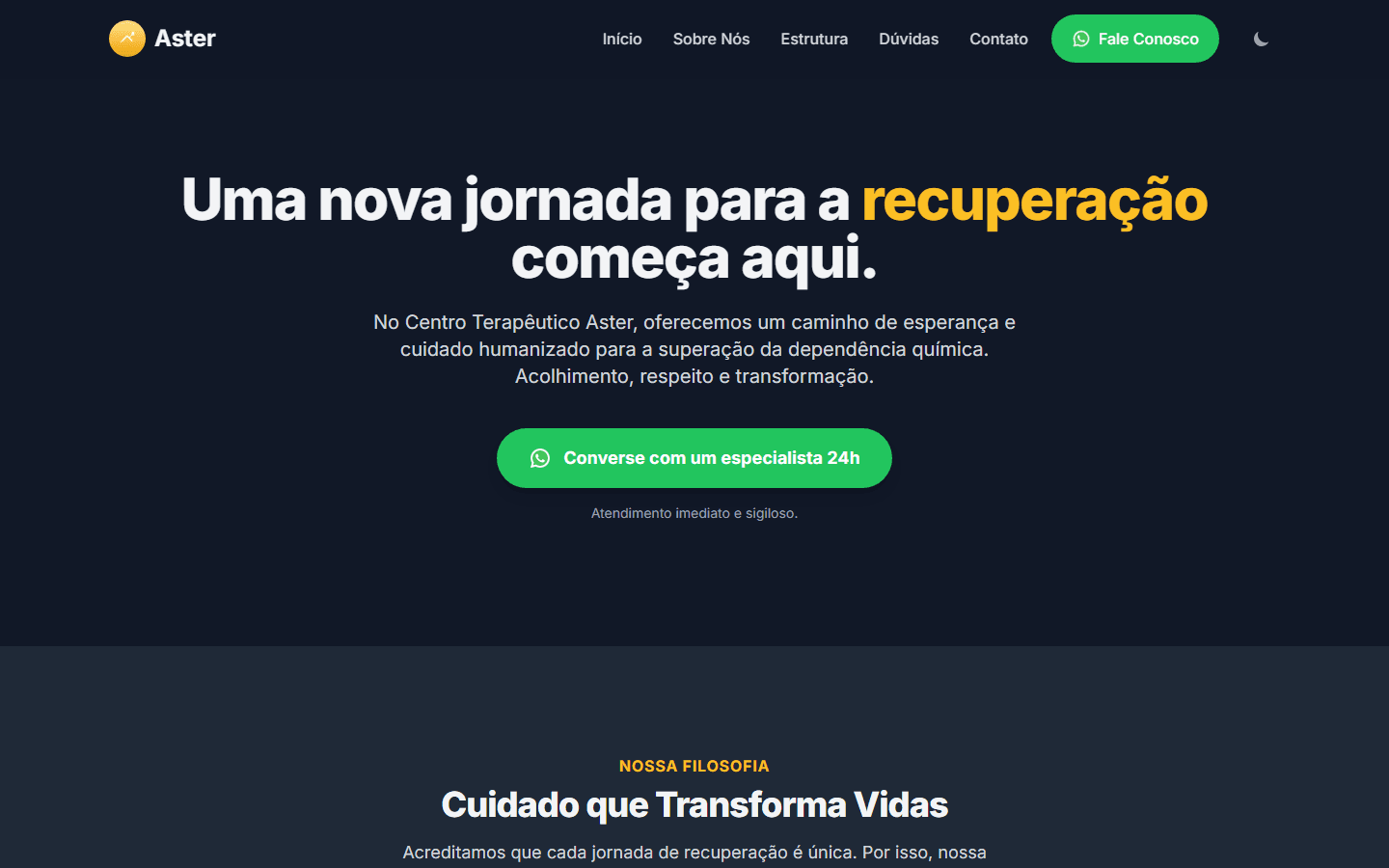 Screenshot of Aster Centro Terapêutico
